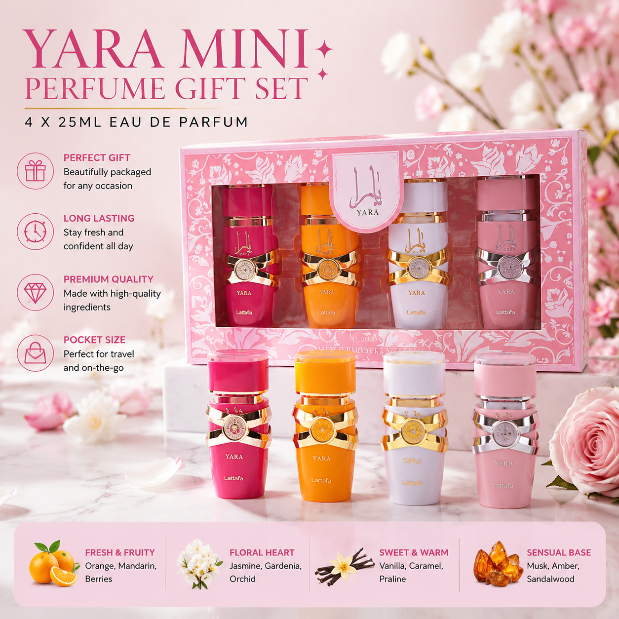 Yara Mini Perfume Gift Set 4x2 - Yara Perfume Fragrance review and price